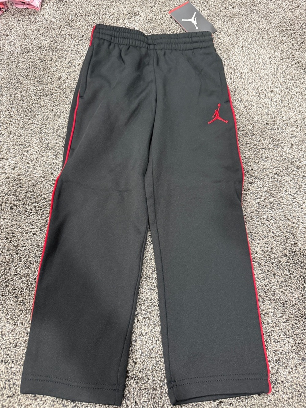 Jordan Kids Black Sweatpants with Red Piping
